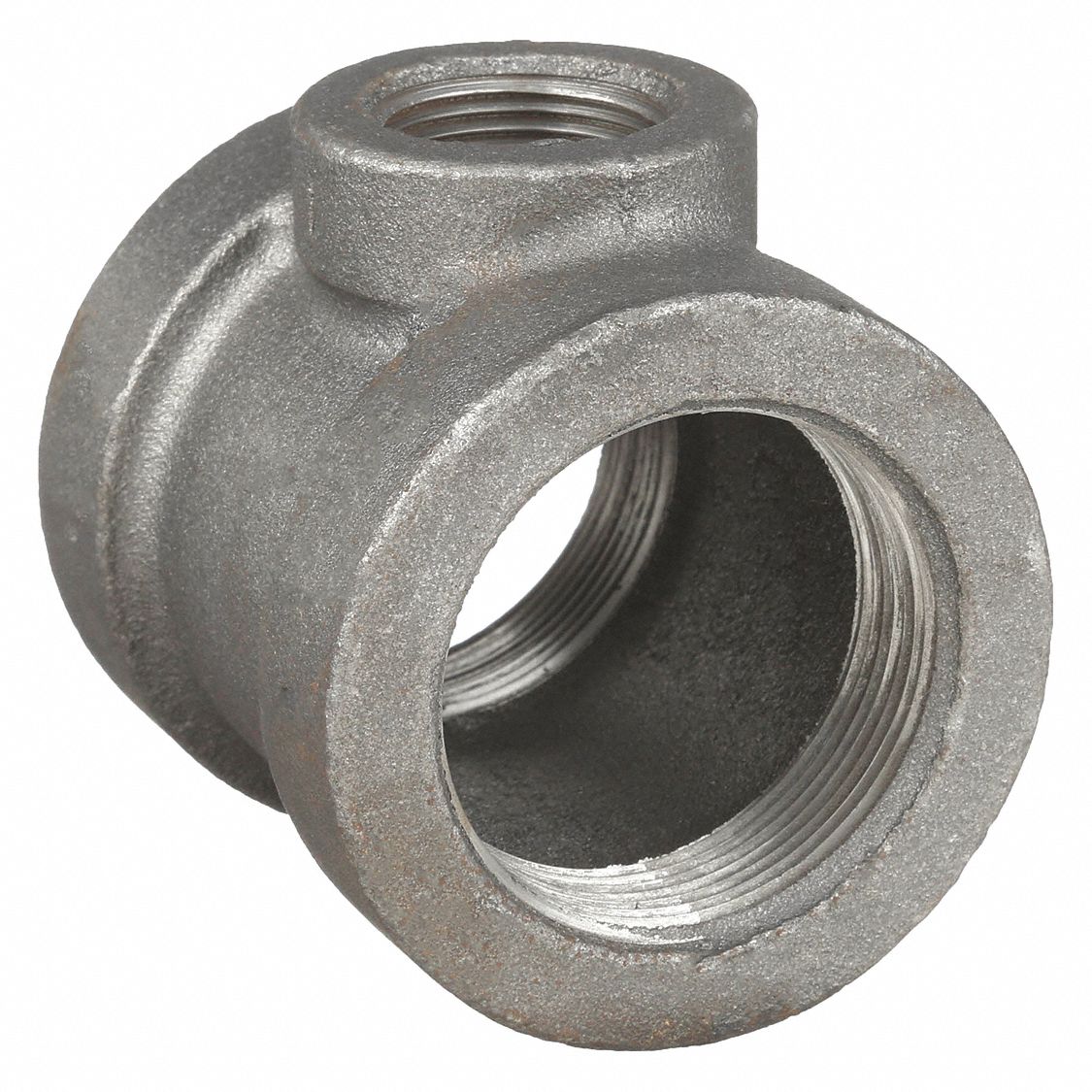 Reducing Tee: Cast Iron, 3 in x 3 in x 2 in Fitting Pipe Size, Female NPT x  Female NPT x Female NPT