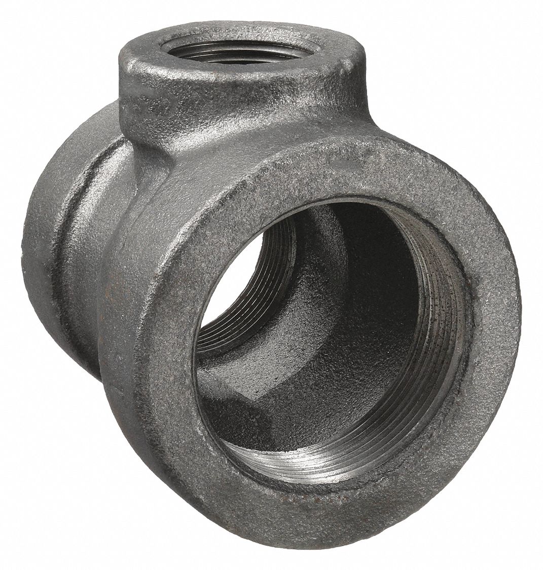 Reducing Tee: Cast Iron, 1 1/2 in x 1 1/4 in x 1/2 in Fitting Pipe Size, Class 125