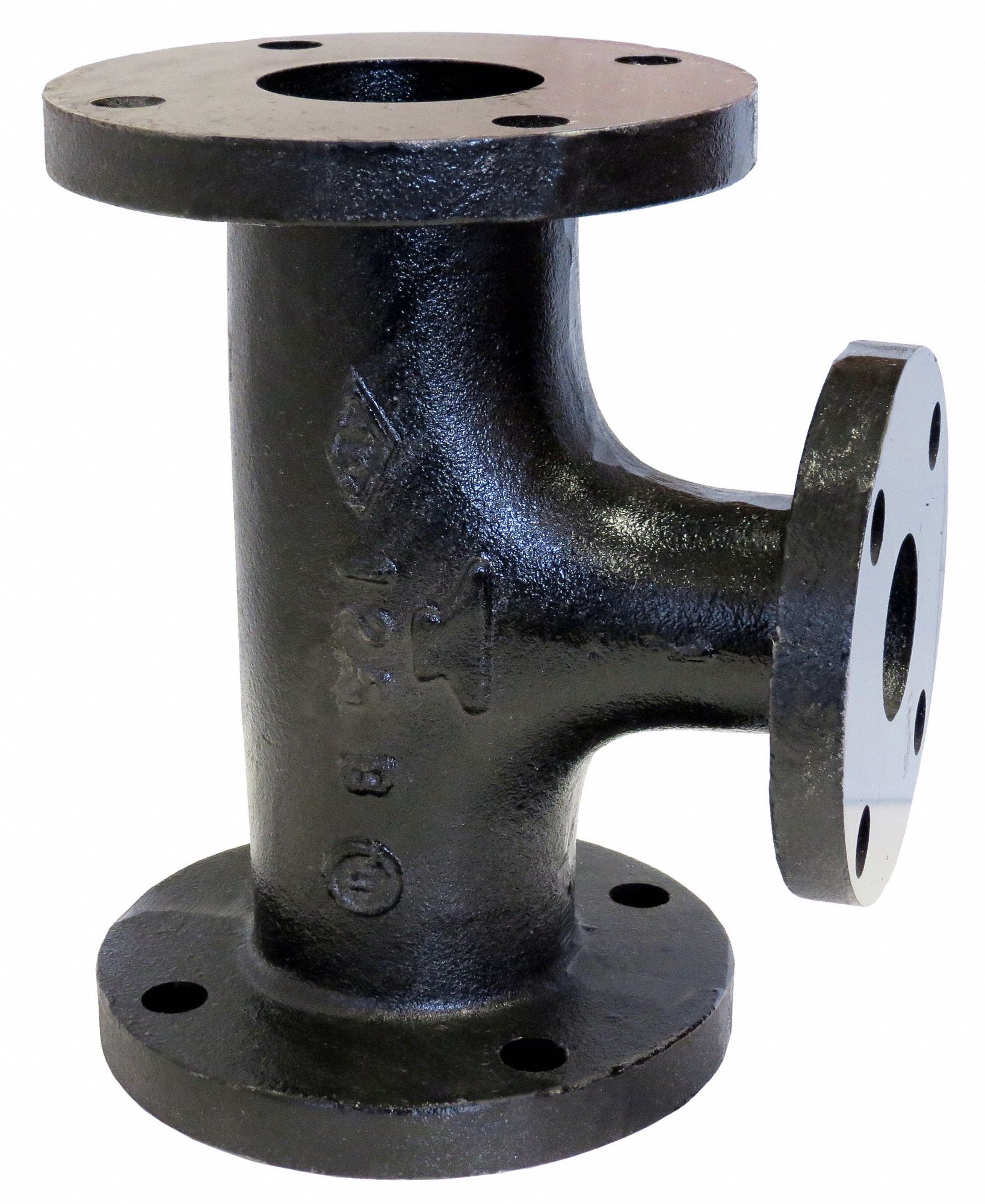 Tee: Cast Iron, 3 in x 3 in x 2 in Fitting Pipe Size, Class 125, Flanged x Flanged x Flanged