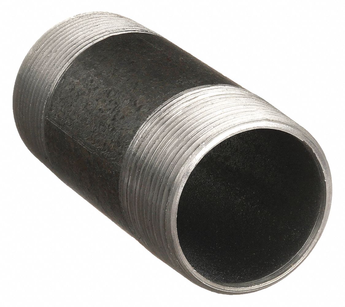 RIGHT AND LEFT HAND NIPPLE: BLACK ANODIZED STEEL, ¾ IN NOMINAL PIPE SIZE, 4 IN L, WELDED