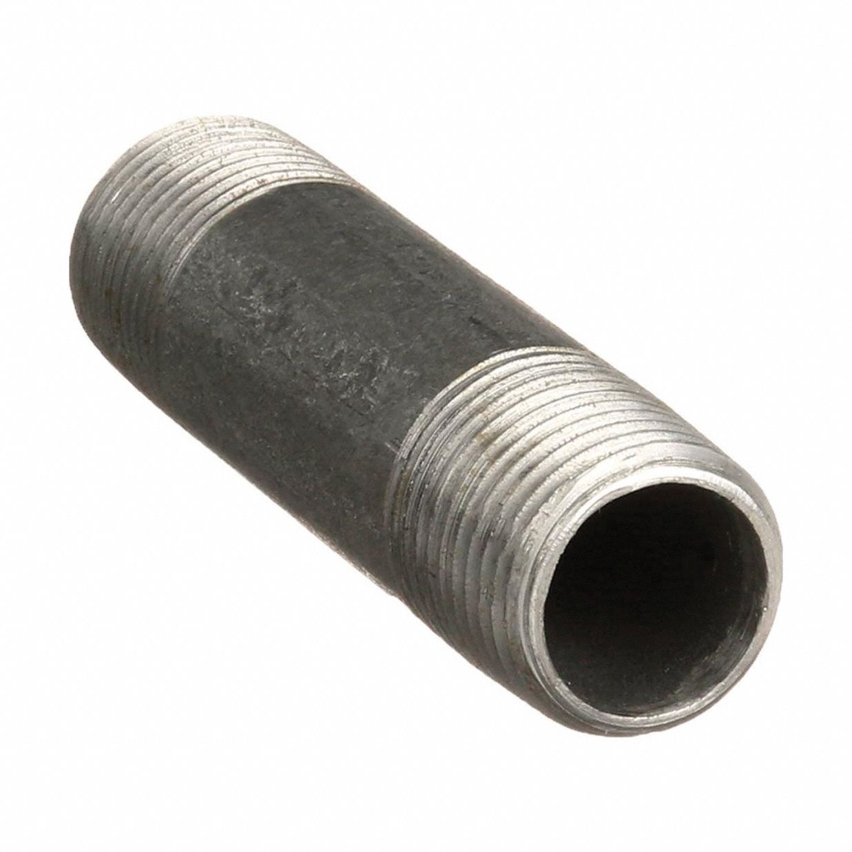 Right and Left Hand Nipple: Black Anodized Steel, 1/2 in Nominal Pipe Size, 4 in Lg, Schedule 40