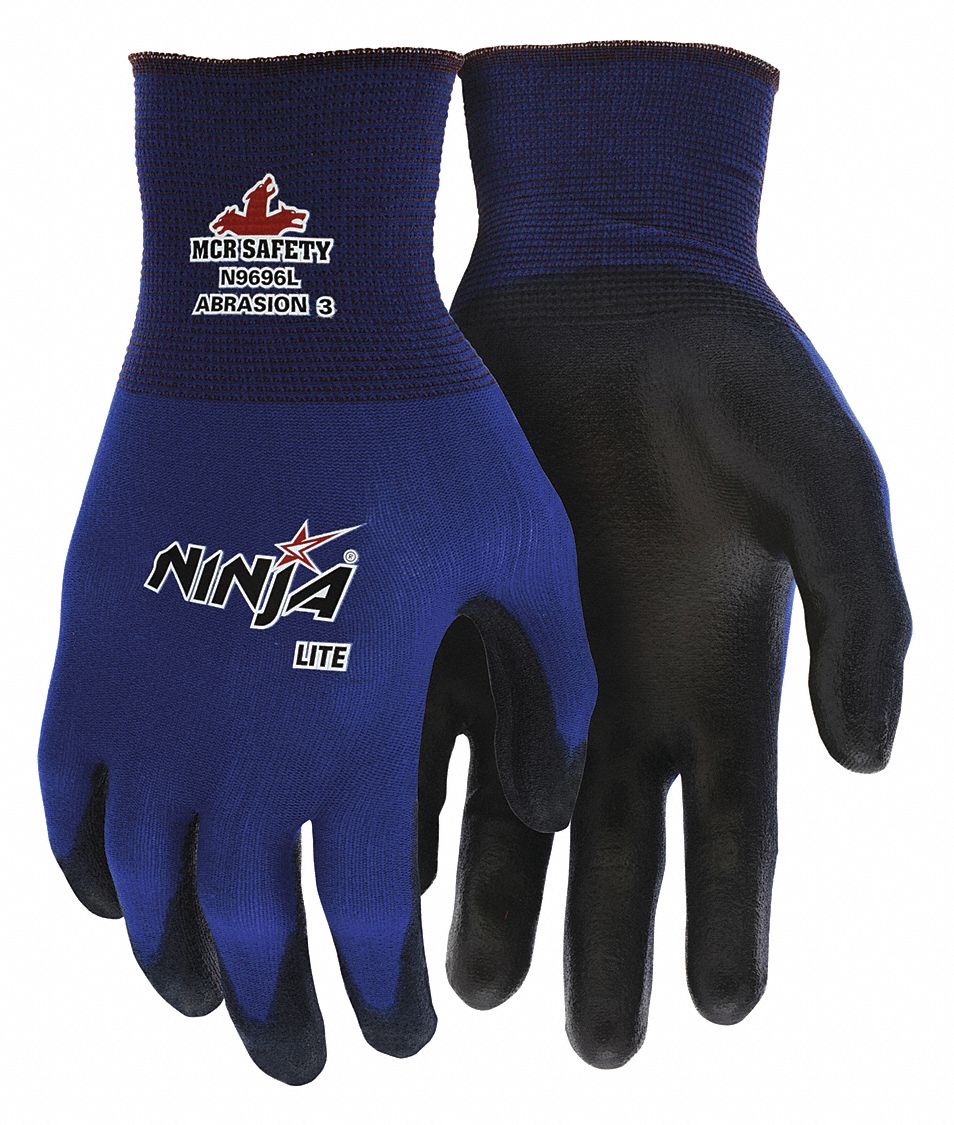 GLOVES, ANSI 3, SEAMLESS KNIT/15 GAUGE, SIZE XXL/11, 13 IN L, BLUE, NYLON/POLYURETHANE, PAIR