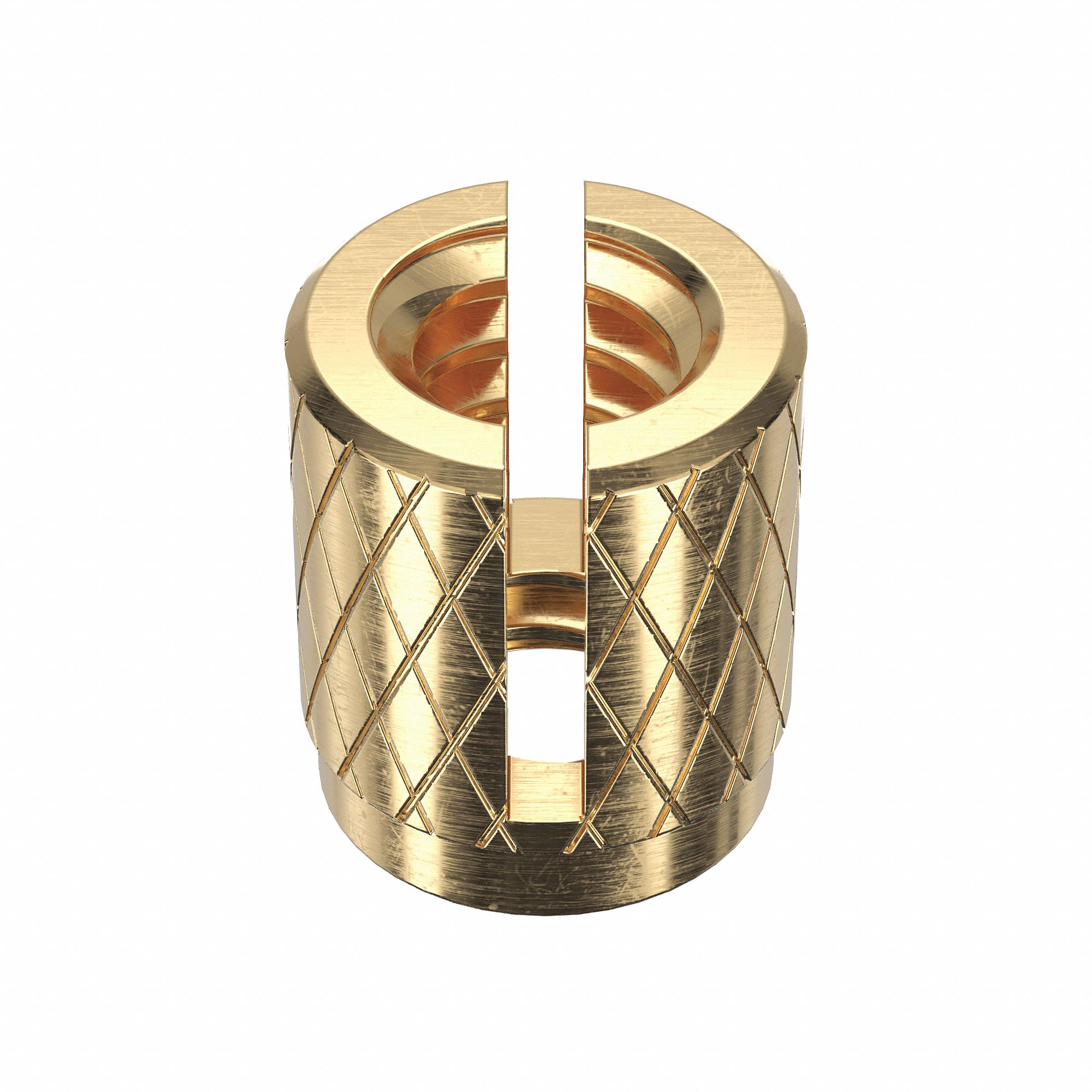 Press Insert: #4-40 Thread Size, 3/16 in Overall Lg, 11/64 in Dia, Brass, Plain, Brass, 1, 000 PK