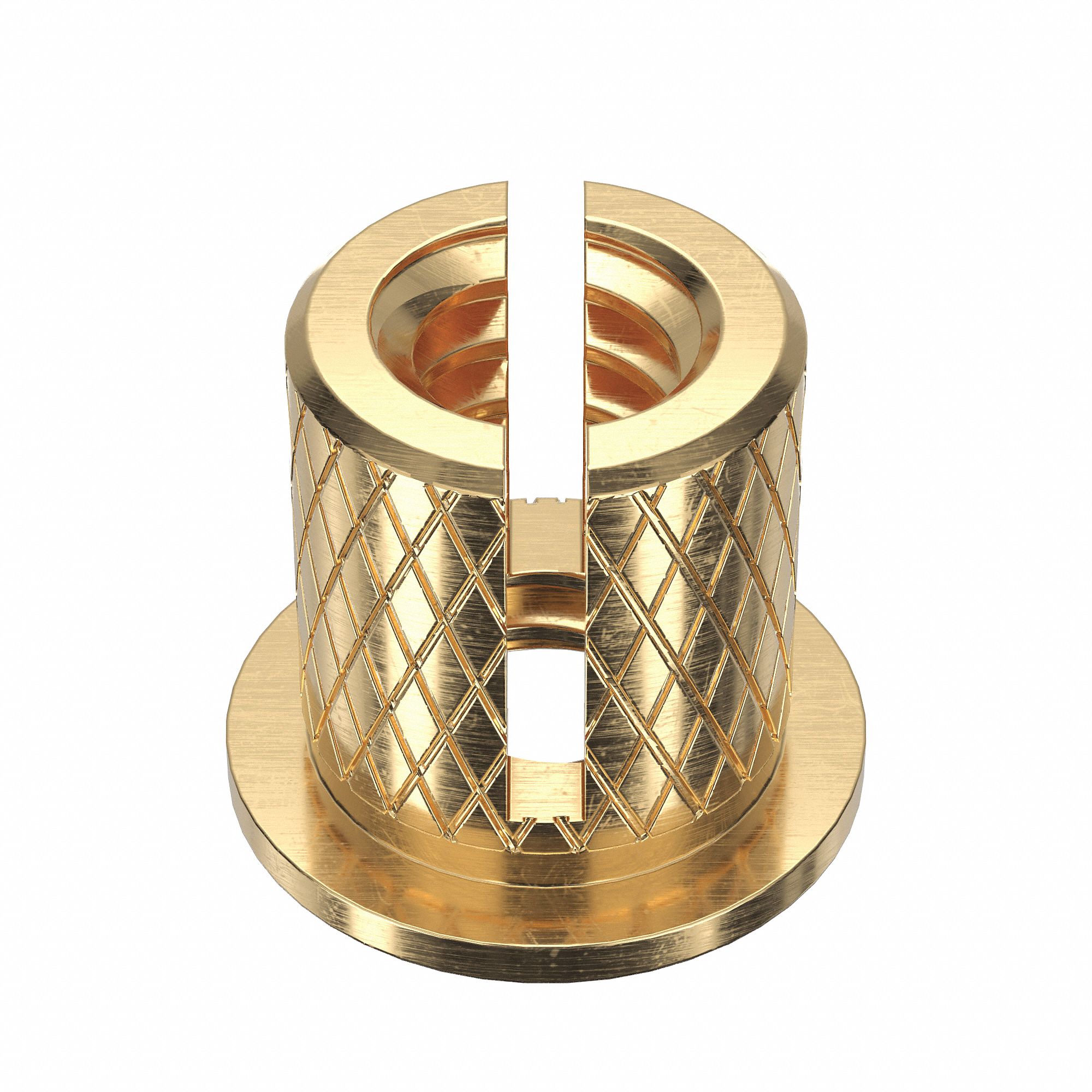 Press Insert: #4-40 Thread Size, 3/16 in Overall Lg, 11/64 in Dia, Brass, Plain, Brass, 1, 000 PK