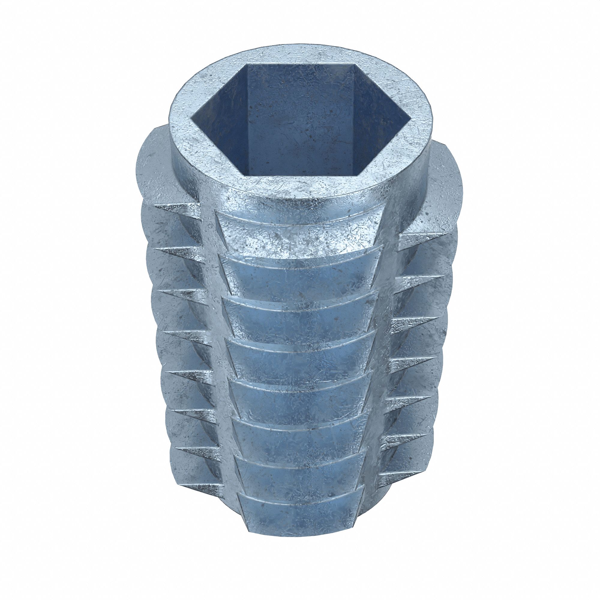 Hex Drive Threaded Insert: M8-1.25 Int Thrd Sz, 20 mm Overall Lg, 14.3 mm Dia, Zinc Alloy, 500 PK