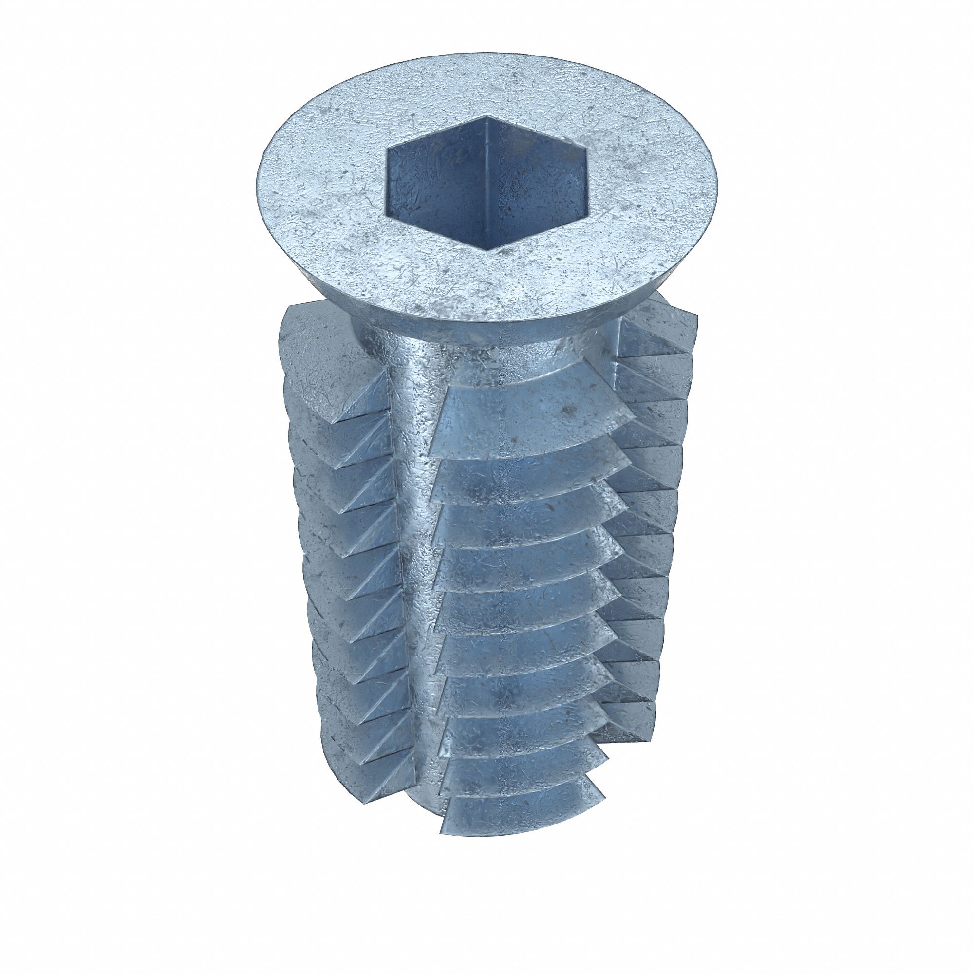 Hex Drive Threaded Insert: #10-24 Int Thrd Sz, 51/64 in Overall Lg, 29/64 in Dia, Plain, 1, 000 PK