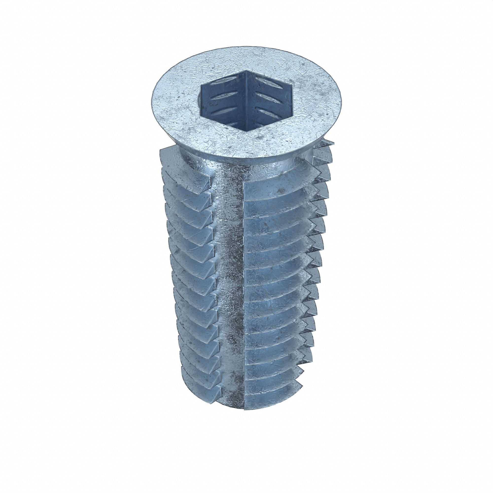 Hex Drive Threaded Insert: 1/4"-20 Int Thrd Sz, 63/64 in Overall Lg, 15/32 in Dia, Plain, 500 PK