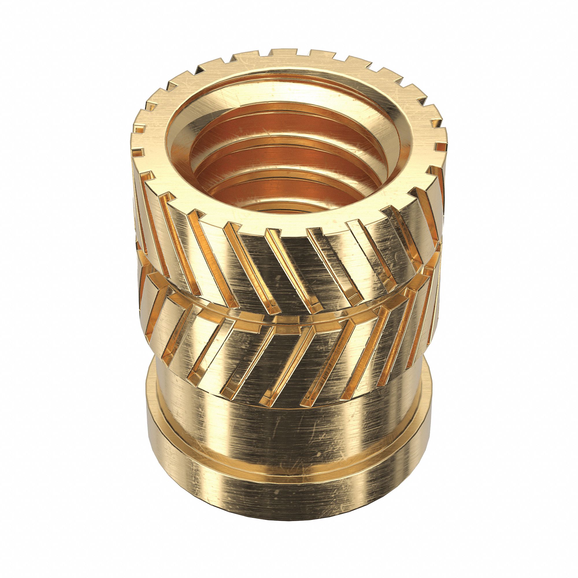 Heat-Set Insert: 5/16"-18 Thread Size, 1/2 in Overall Lg, 13/32 in Dia, Brass, 500 PK