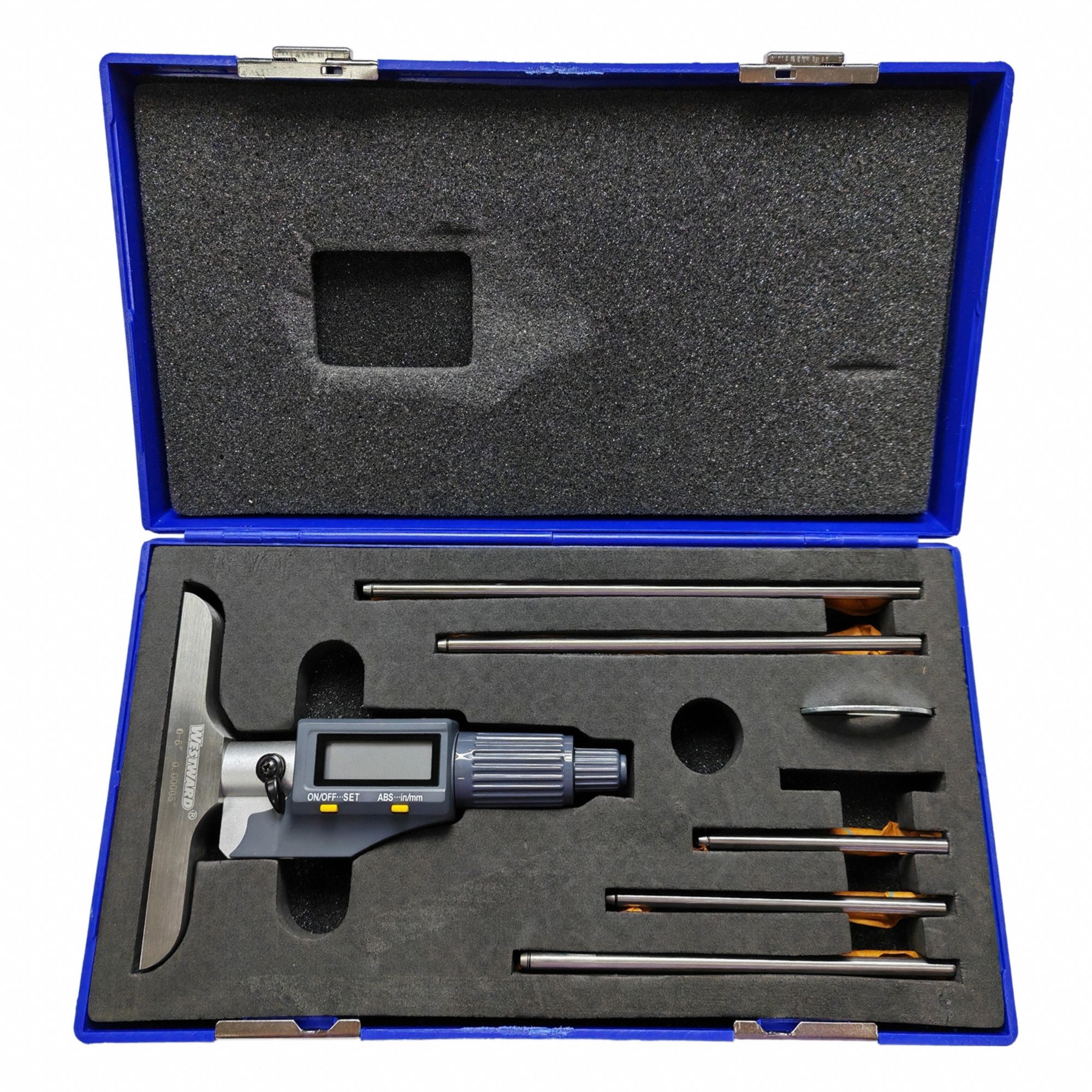 Digital Depth Micrometer: 0 in to 6 in /0 mm to 150 mm, Inch/Metric, 0.00005 in Resolution