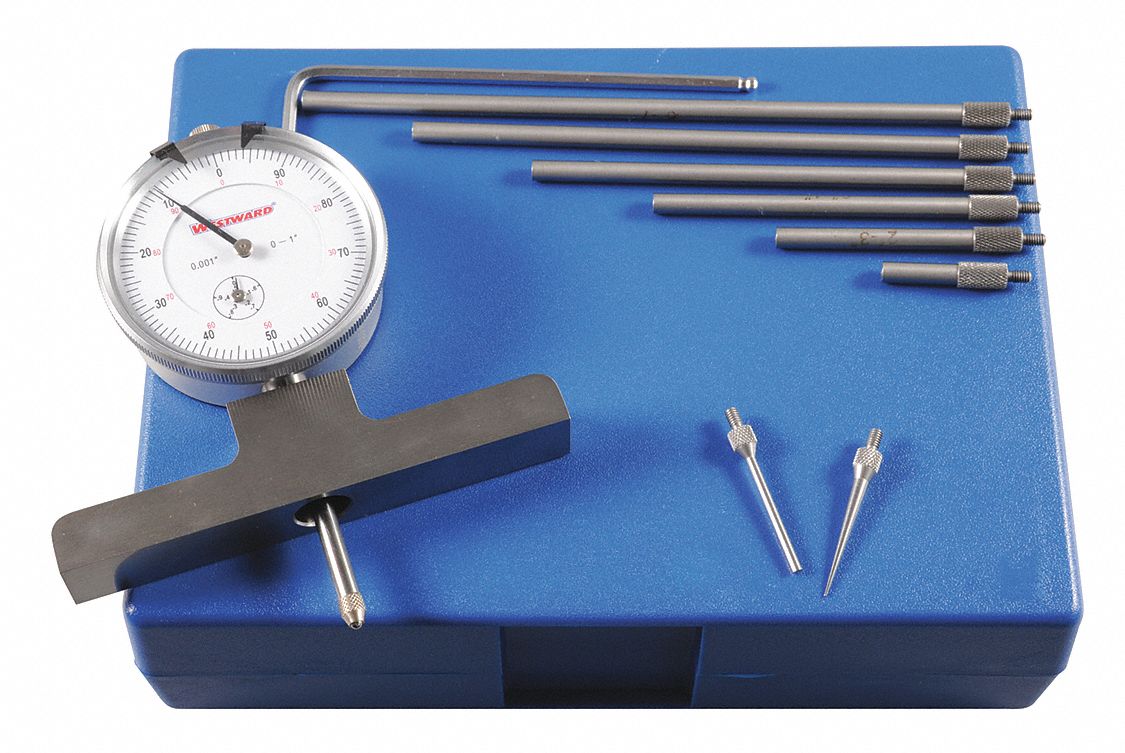 WESTWARD Dial Depth Gauge 0 in to 22 in Range, +/0.001 in Accuracy