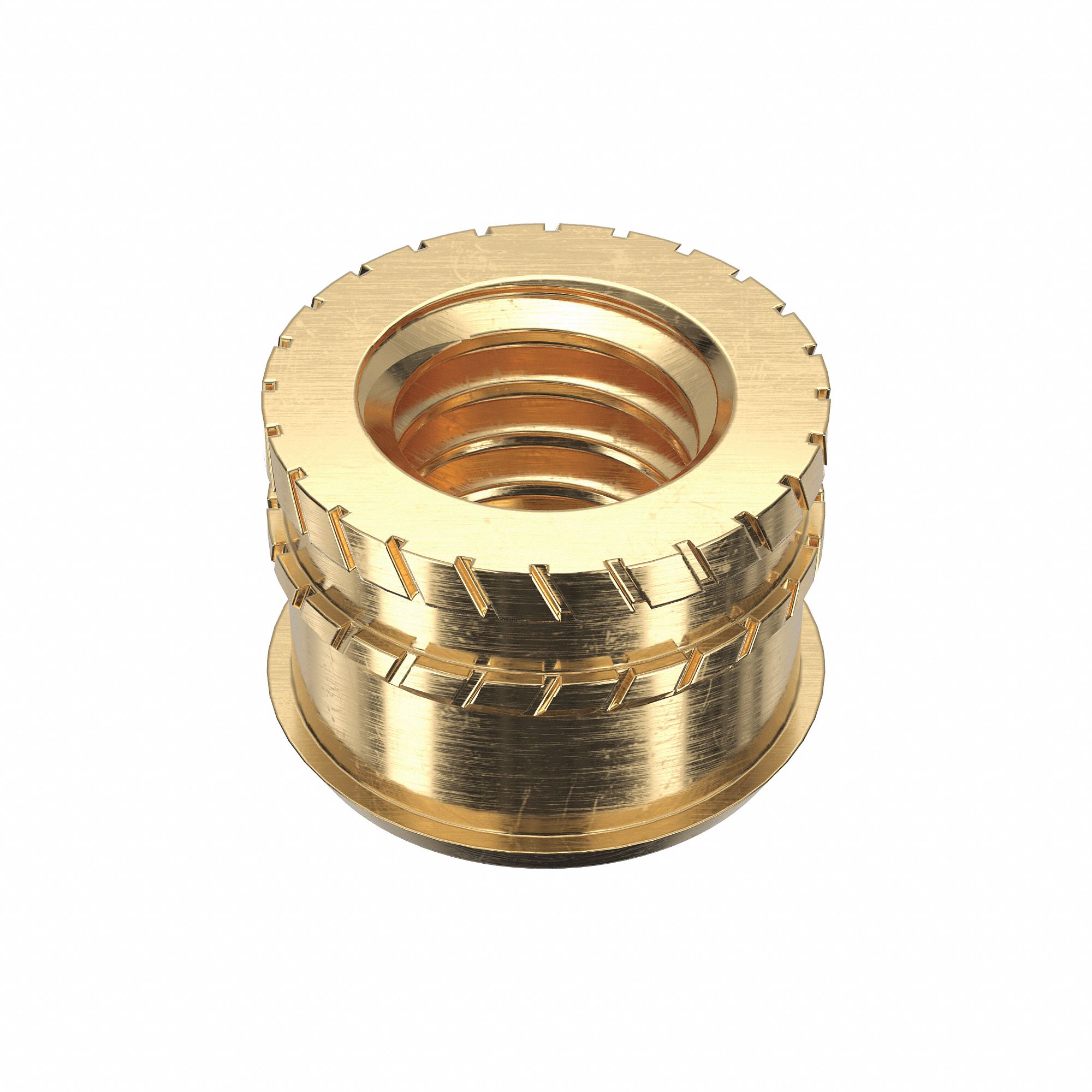 Heat-Set Insert: 5/16"-18 Thread Size, 11/32 in Overall Lg, 1/2 in Dia, Brass, 500 PK