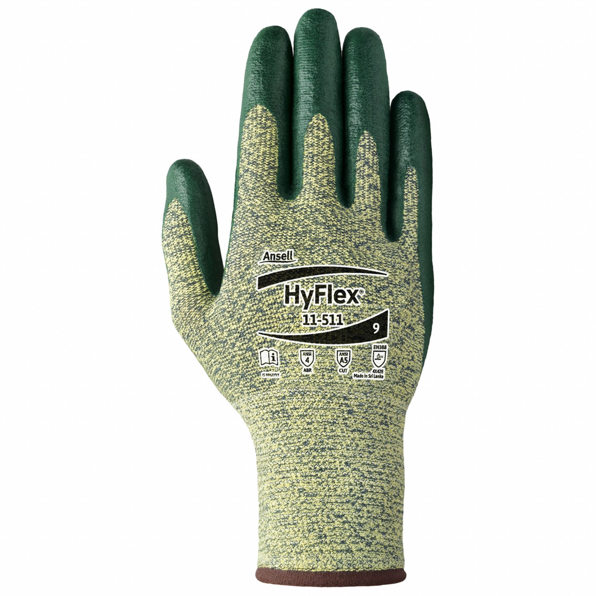 COATED GLOVES,NITRILE/L,GREEN/YELLOW,PR