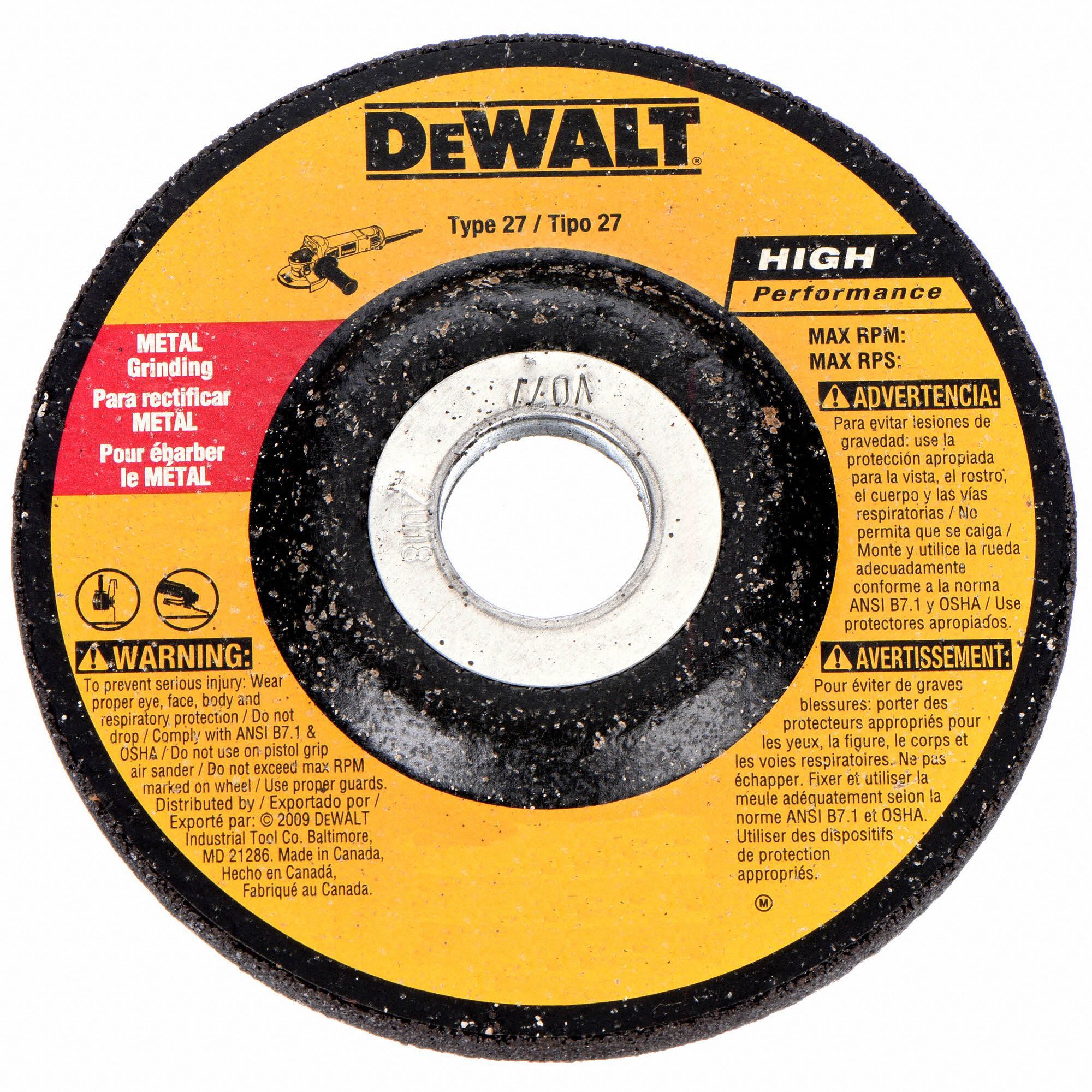 DEWALT Depressed Center Wheels Aluminum Oxide, 4 in Abrasive Wheel Dia