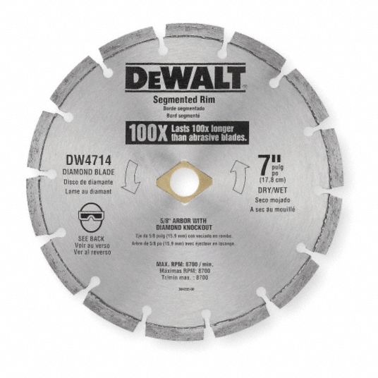 Dewalt Angle Grinders, Masonry Saws, Diamond Saw Blade, 7 In Blade Dia 