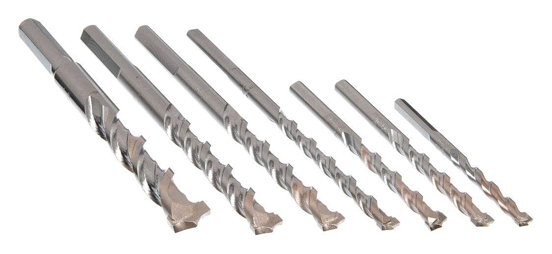 3-FLAT SHANK DRILL BIT SET, 7 DRILL BITS - 3/16 IN, ¼ IN, 5/16 IN, ⅜ IN, ½ IN SIZES