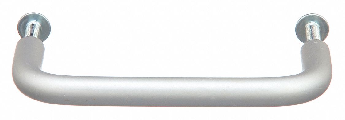 Pull Handle: Threaded Holes, Aluminum, Silver, 2.52 in Mounting Hole Center to Center