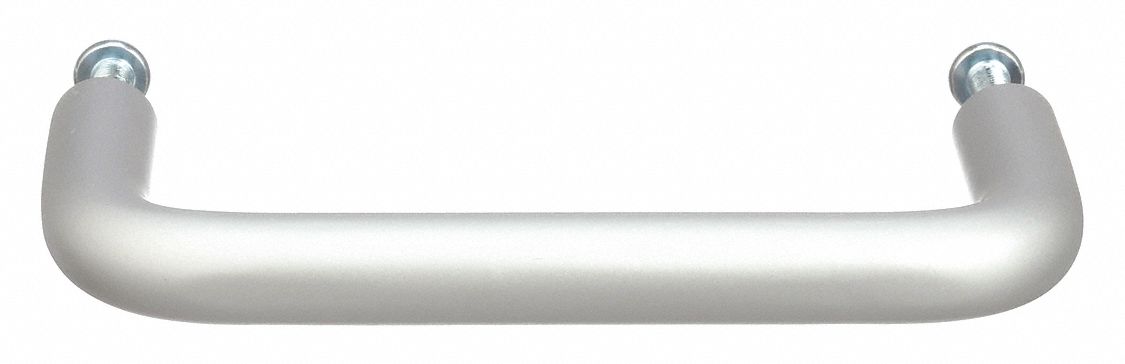 Pull Handle: Threaded Holes, Aluminum, Silver, 4 in Mounting Hole Center to Center
