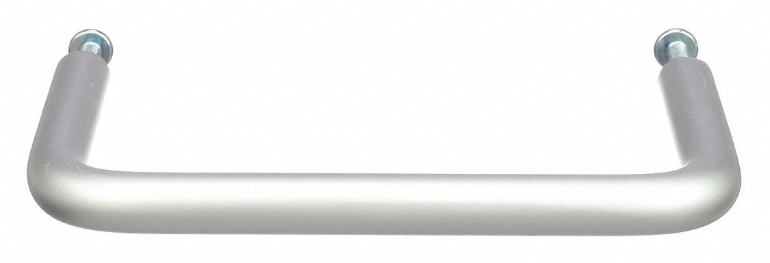 Pull Handle: Threaded Holes, Aluminum, Silver, 5 in Mounting Hole Center to Center