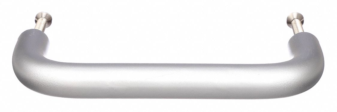 Pull Handle: Threaded Holes, Aluminum, Silver, 6 in Mounting Hole Center to Center