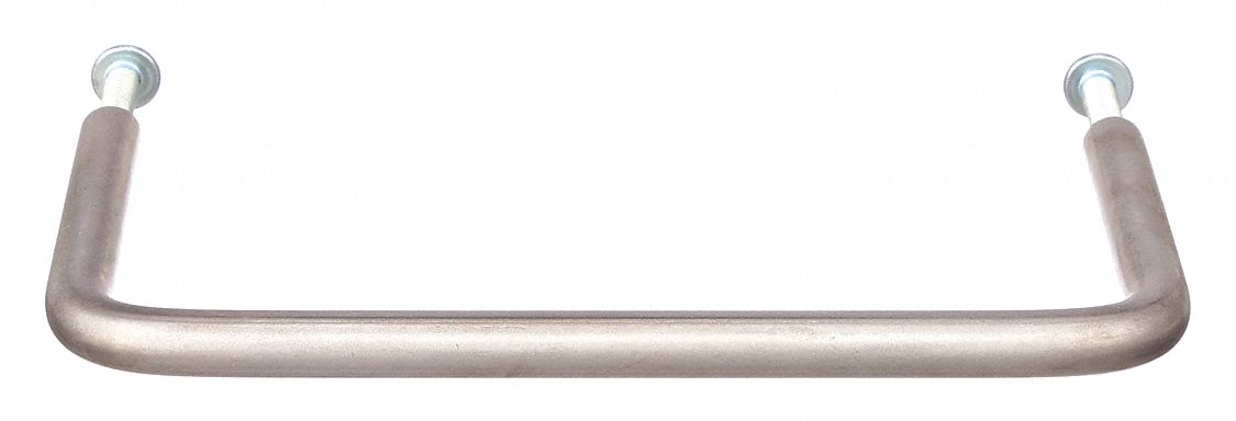 Pull Handle: Threaded Holes, Stainless Steel, Silver, 5 in Mounting Hole Center to Center
