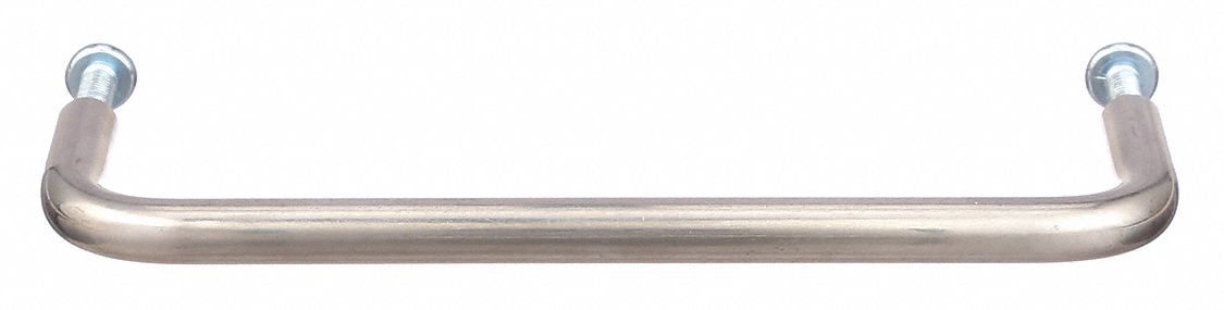 Pull Handle: Threaded Holes, Stainless Steel, Silver, 5 in Mounting Hole Center to Center