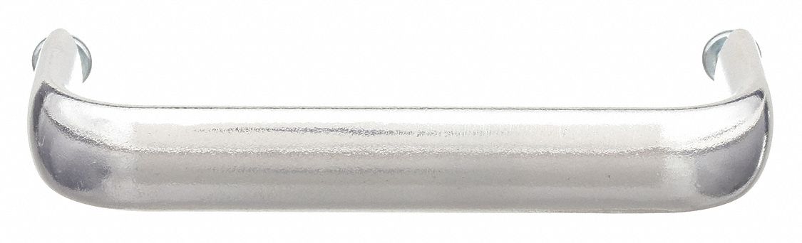 Pull Handle: Threaded Holes, Aluminum, Silver, 4 in Mounting Hole Center to Center