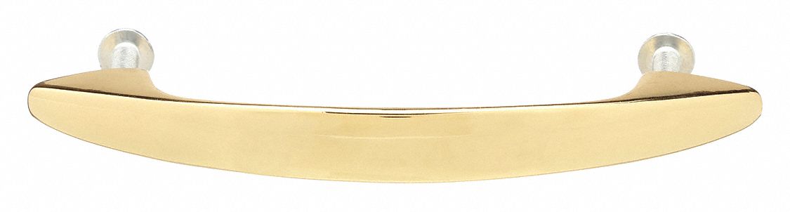 Pull Handle: Threaded Holes, Zinc, Gold, 3 in Mounting Hole Center to Center, 0.13 in