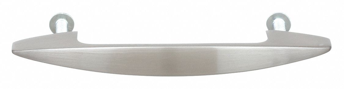 Pull Handle: Threaded Holes, Stainless Steel, Silver, 0.41 in, 0.81 in Projection