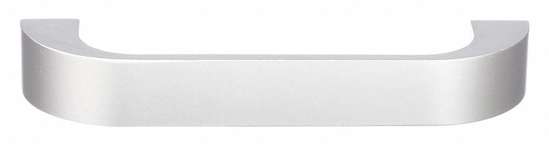 Pull Handle: Threaded Holes, Aluminum, Silver, 4 in Mounting Hole Center to Center
