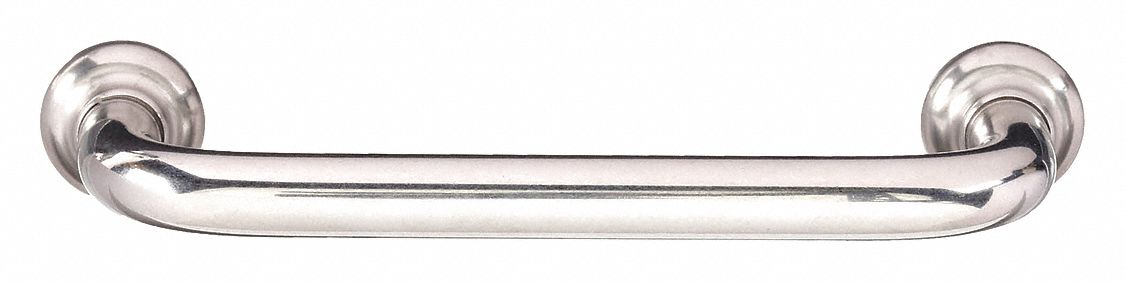 Pull Handle: Threaded Holes, Stainless Steel, Silver, 4 in Mounting Hole Center to Center