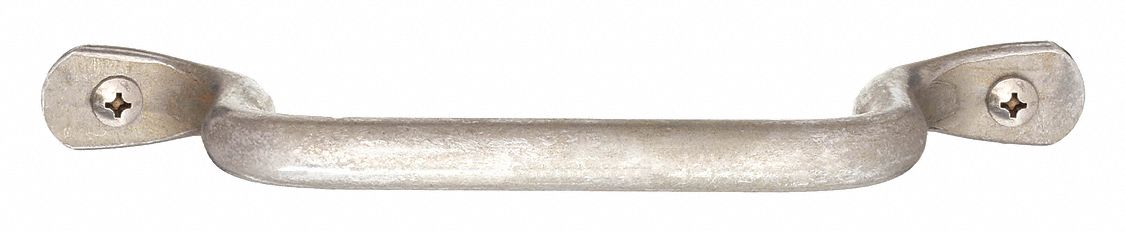 Pull Handle: Unthreaded Holes, Steel, Silver, 10 in Mounting Hole Center to Center
