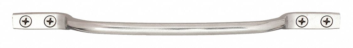 Pull Handle: Unthreaded Holes, Stainless Steel, Silver, 0.5 in, 2 in Projection