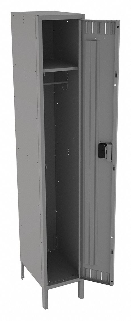Wardrobe Locker: 12 in x 18 in x 78 in, Louvered, 1 Tiers, 1 Units Wide, Padlock Hasp, Steel