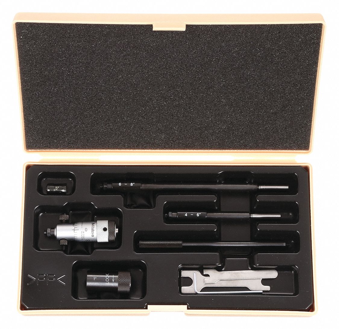 MECHANICAL SOLID-ROD INSIDE MICROMETER, 2 IN TO 8 IN RANGE, +/-004 IN ACCURACY