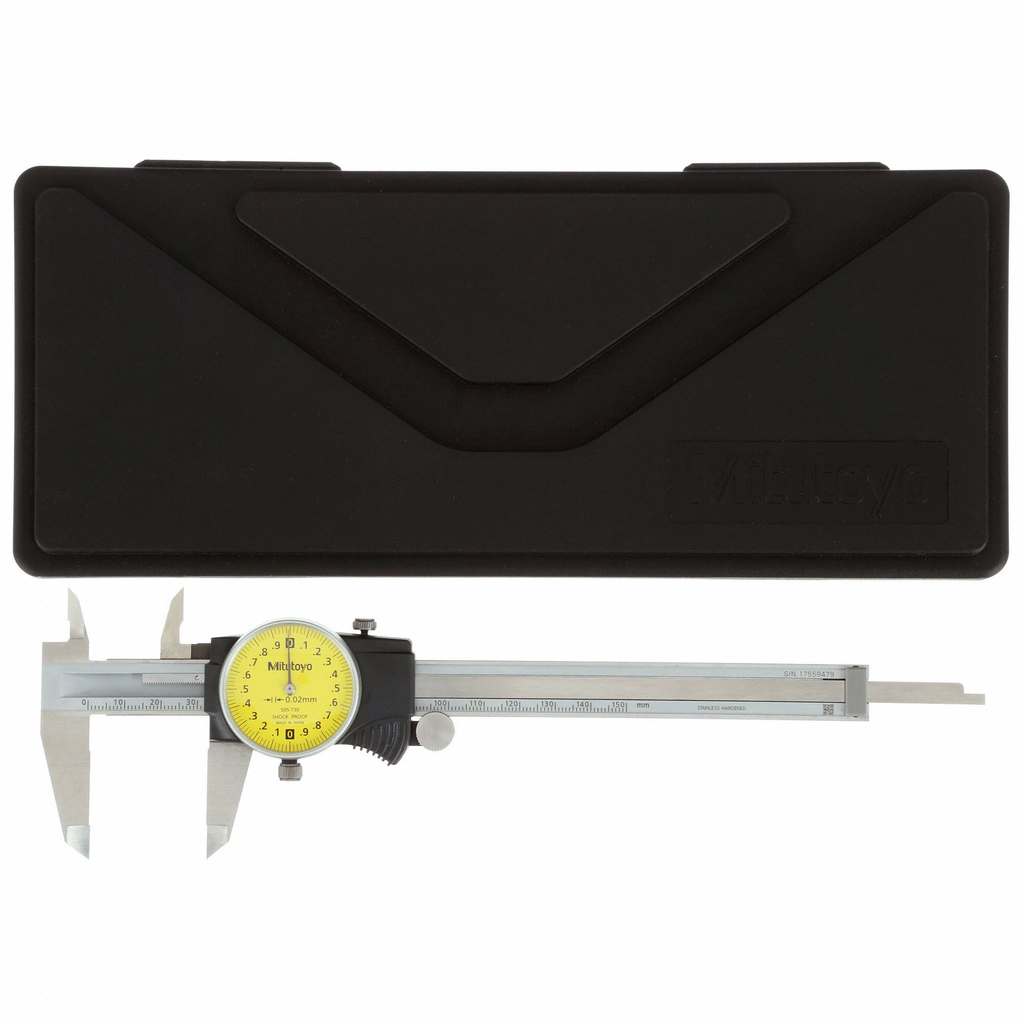 MITUTOYO Dial Caliper, Range 0 to 150 mm, Range per Revolution 2 mm