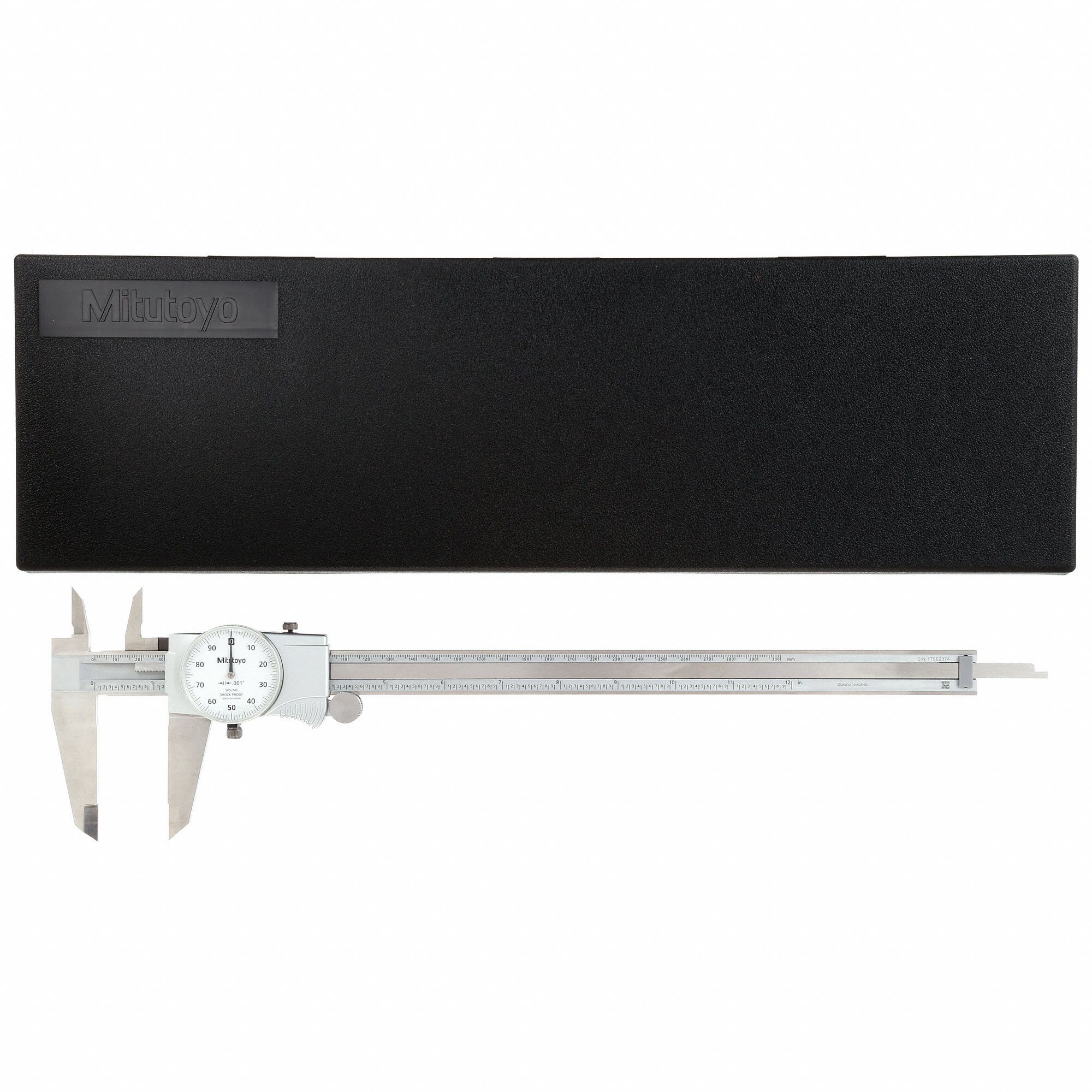 MITUTOYO Dial Caliper 0 in to 12 in Range, +/0.002 in Accuracy, Long