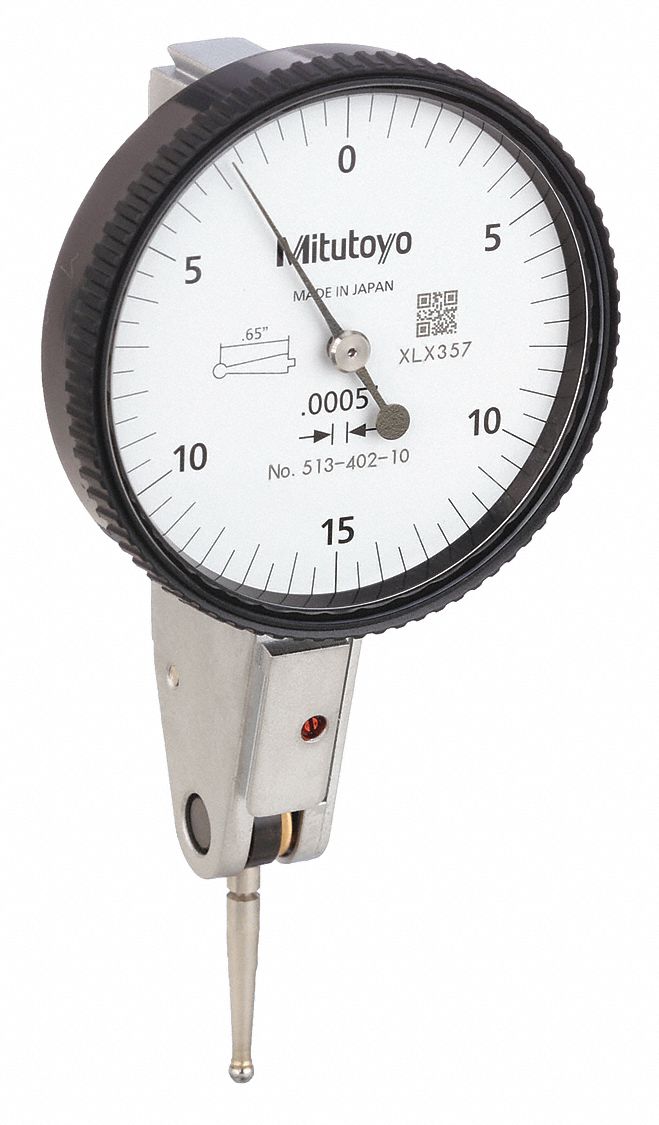 Horizontal Dial Test Indicator: 0 in to 0.06 in, Horizontal, Inch, +/- 0.0005 in