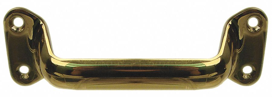 Pull Handle: Unthreaded Holes, Brass, Gold, 4.94 in Mounting Hole Center to Center