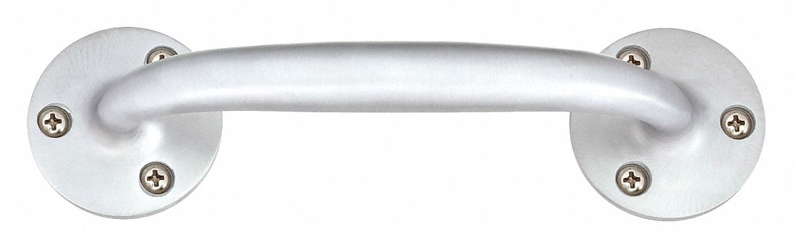 Pull Handle: Unthreaded Holes, Aluminum, Silver, 8.88 in Mounting Hole Center to Center