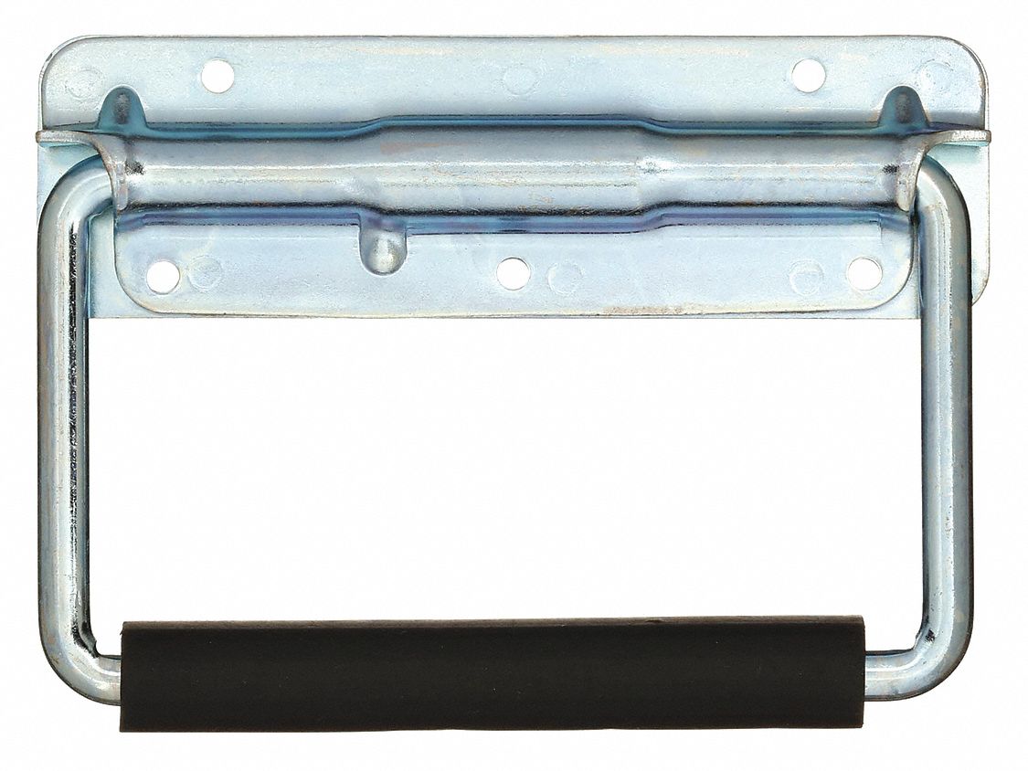 Folding Pull Handle: Unthreaded Holes, Steel, Silver, 0.75 in