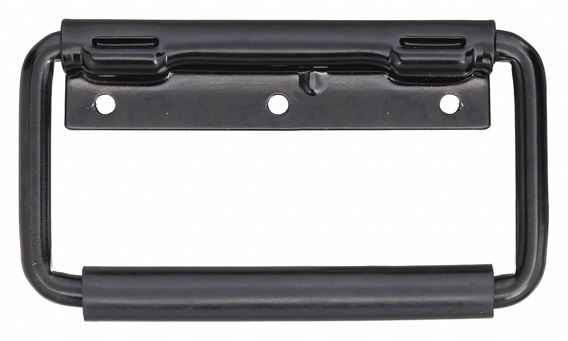 Folding Pull Handle: Unthreaded Holes, Steel, Black, 0.53 in
