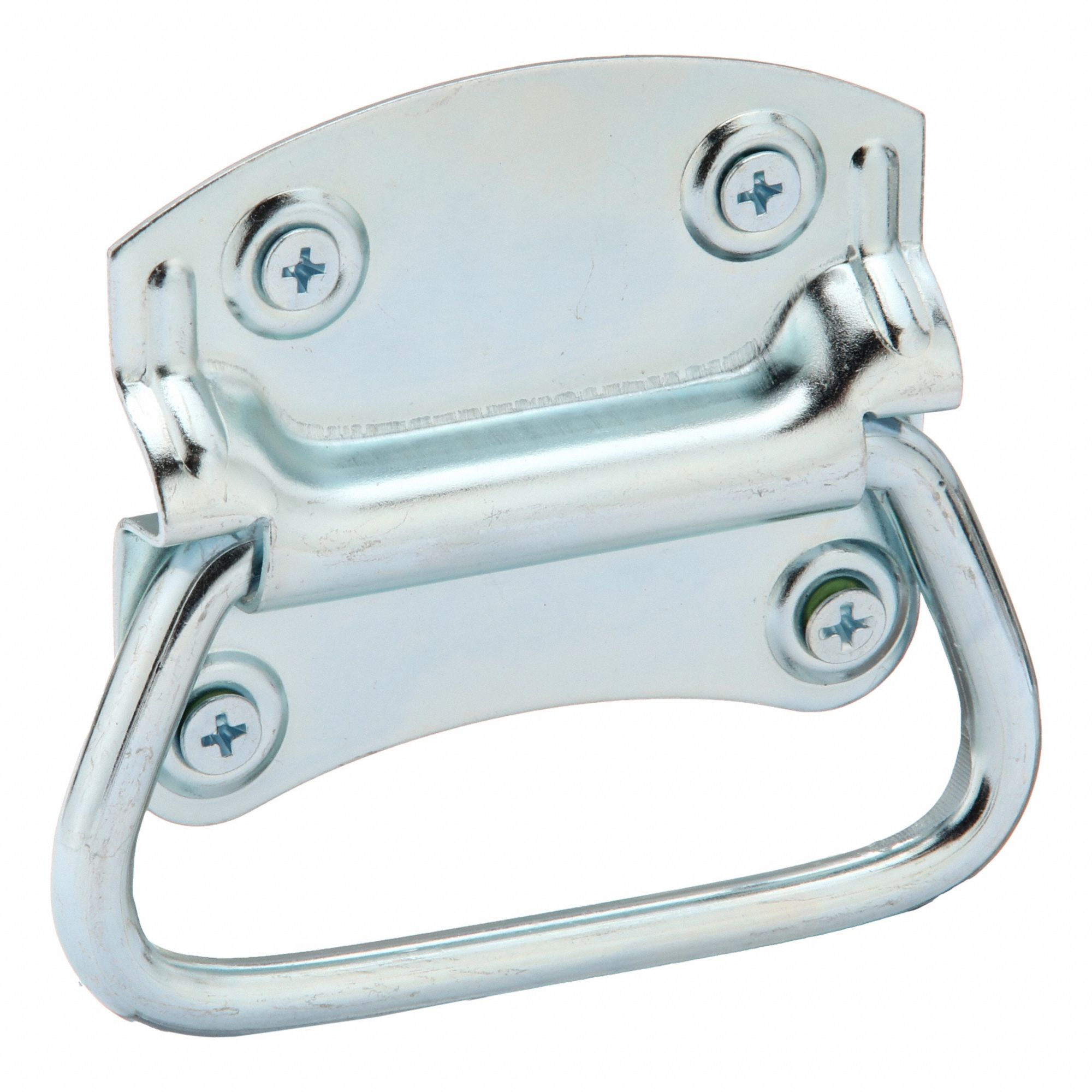 Folding Pull Handle: Unthreaded Holes, Steel, Silver, 0.34 in