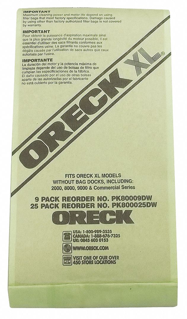 Vacuum Bag: Fits Oreck Vacuum Brand, Fits XL200S/XL9100HG/XL-9200/XL-9400 Vacuum Models, 25 PK