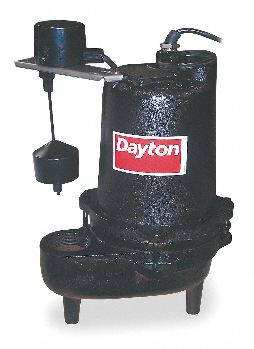 DAYTON Bomba de Aguas Residuales Sumergible , 5 HP Manual , 230/460 Voltaje  , GPM de Agua @ 15 pies de Elevación 490 - Bombas Eyectoras de Aguas  Residuales - 5RZP1