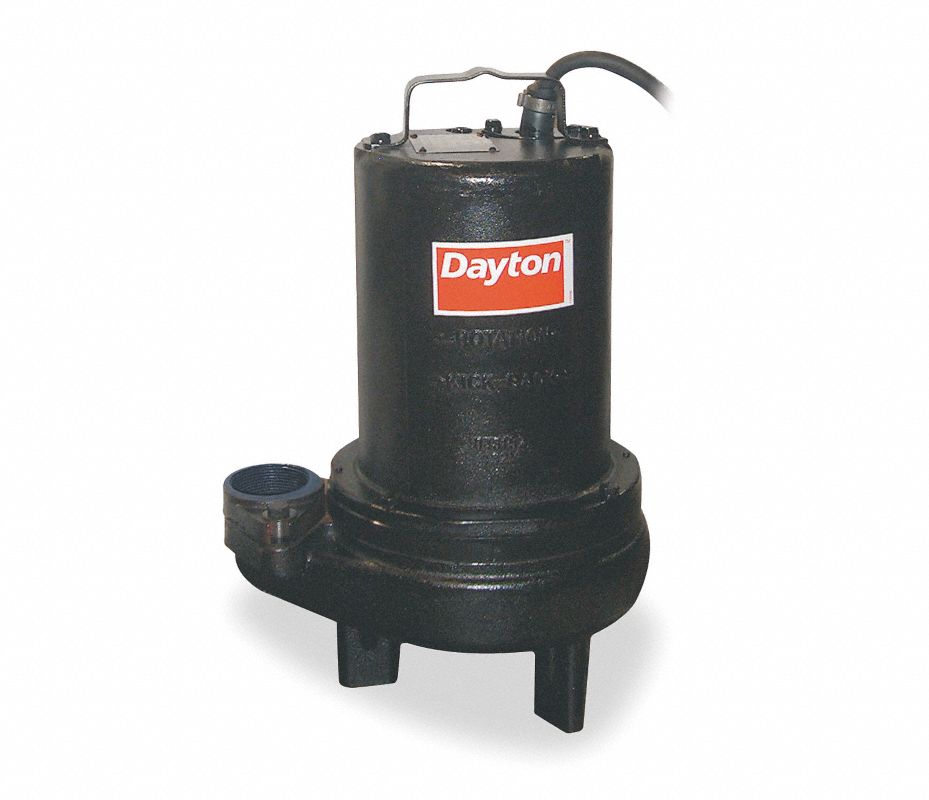 DAYTON Bomba de Aguas Residuales Sumergible, 1 HP Manual, 460 Voltaje
