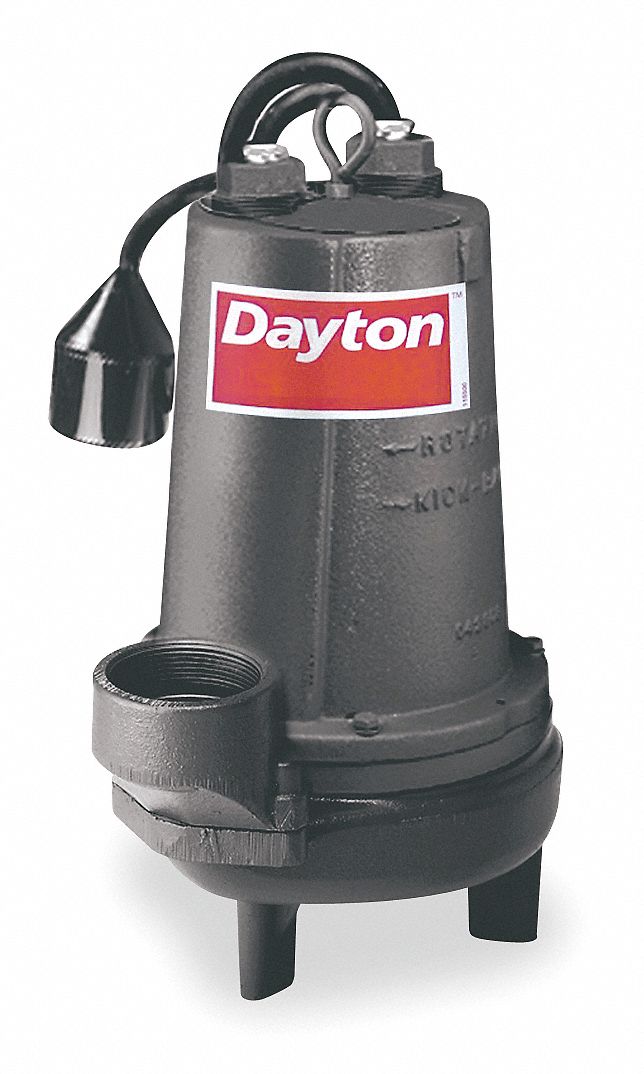 DAYTON Bomba de Aguas Residuales Sumergible , 5 HP Manual , 230/460 Voltaje  , GPM de Agua @ 15 pies de Elevación 490 - Bombas Eyectoras de Aguas  Residuales - 5RZP1