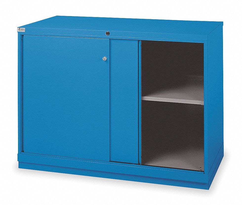 LISTA Base Sliding Doors, 56 1/2 inW x 28 1/2 inD x 41 3/4 inH, 1 Shelves, Bright Blue