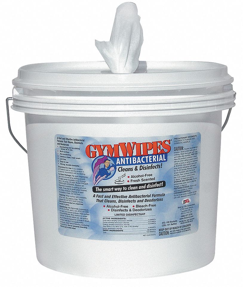 GYM WIPES, Bucket, 700 ct Container Size, Antibacterial Gym Equipment