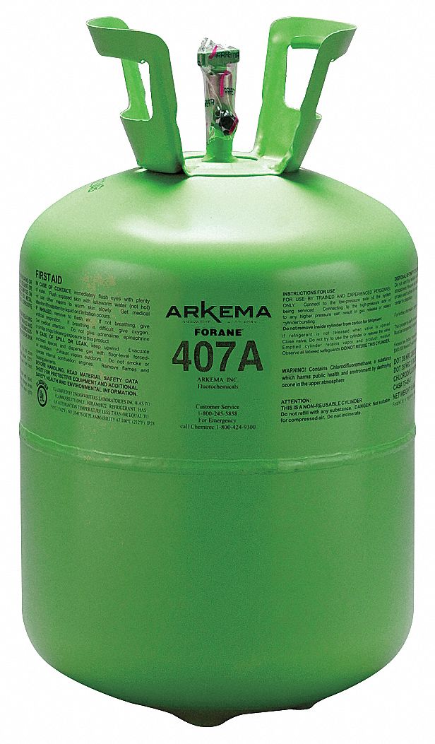 Refrigerant: R-407A, 25 lb Container Size, Green, Cylinder