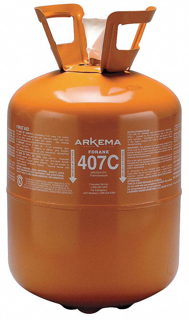 Refrigerant: R-407C, 25 lb Container Size, Brown, Cylinder